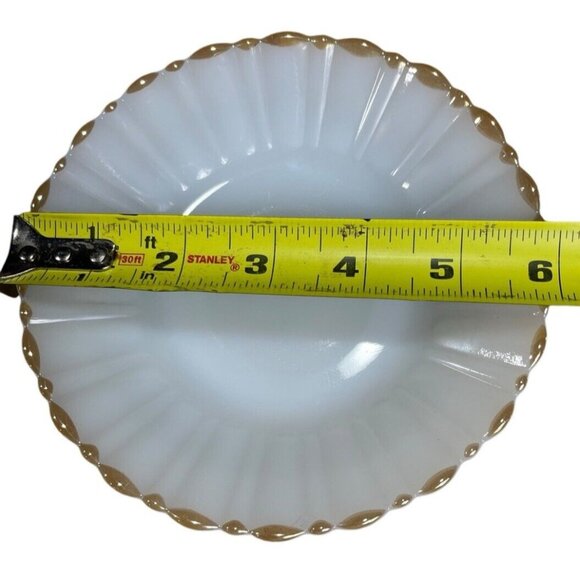 Termocrisa White Milk Glass Gold Trim Edge Saucers Plates Set of 4 - Picture 6 of 6